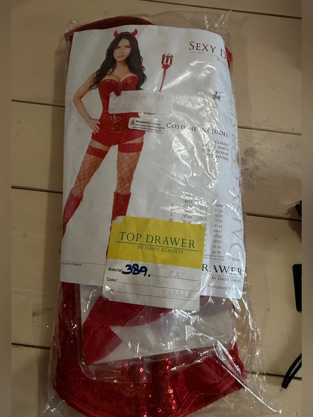 sexy corset costume Daisy Red Fishnet Thigh-High Stockings with Lace Top size S